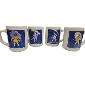 4 Vintage Morton Salt When It Rain It‎ Pours Coffee Cups (A2)